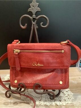 Vintage Cole Haan Marabelle Double Flap Red Leather Crossbody